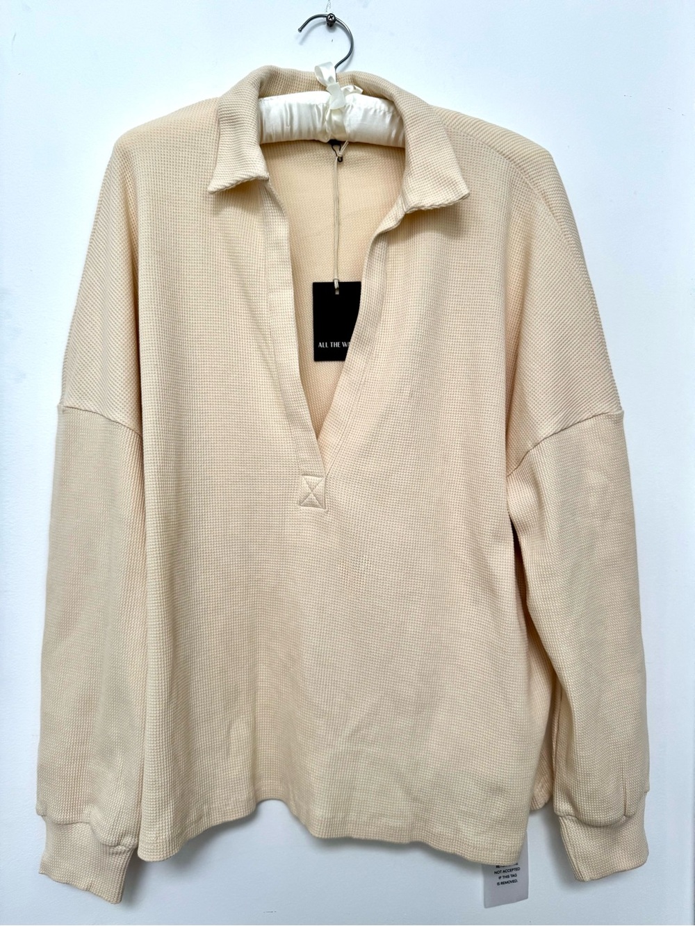 All The Ways Cream Waffle-Knit V-Neck Sweater